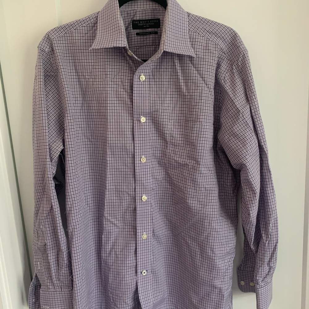 The Men's Store Lavender Checkered Dress Shirt